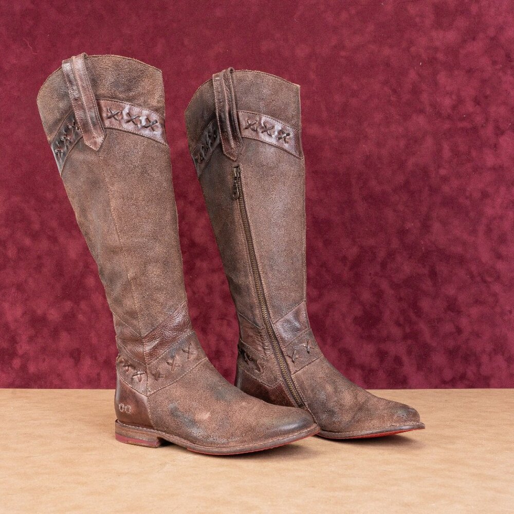 Bed Stu Women Midge Brown Leather Western Boho Tall Knee Boots sz 6